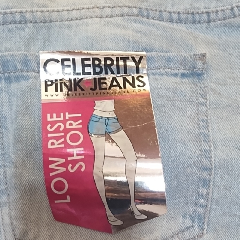 Celebrity Pink - Blue  Two-Tone Star Denim Shorts - Picture 4 of 4
